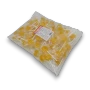 Sweet Treats Yellow Flat Pops 1kg bulk bag showing individually wrapped pineapple flavoured hard candy lollipops.