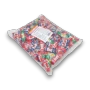 Rainbow-coloured chewy fruit lollies in 1kg packaging, individually wrapped, available at The Professors Online Lolly Shop.