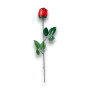 Lolliland Milk Chocolate Rose 18g red foil wrapped chocolate rose on decorative stem, available at The Professors Online Lolly Shop.
