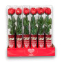 Lolliland Milk Chocolate Rose Cylinder display unit with 24 novelty chocolate roses in clear tubes, available at The Professors Online Lolly Shop.