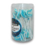 Candy Showcase Swirly Heart Pops - Blue 24 x 12g tub, showcasing blue and white heart-shaped lollipops, available at The Professors