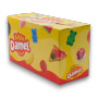 Damel Rainbow Mini Belts 14 x 135g bags box featuring colourful sour belts, available at The Professors Online Lolly Shop.