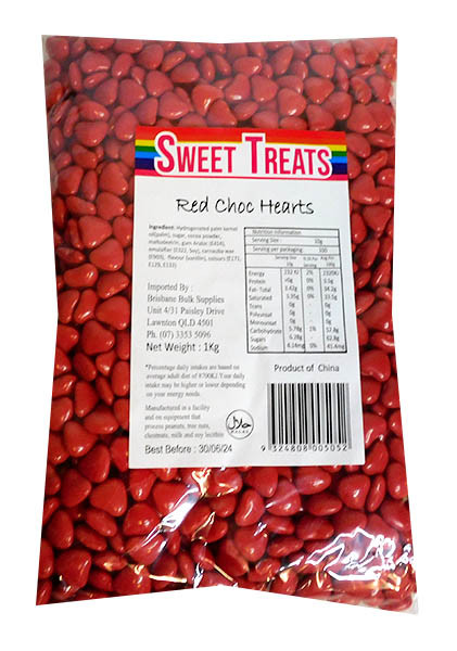 Choc Swt Sweet Treats Choc hearts - Red - buy at The Professors Online Lolly ...