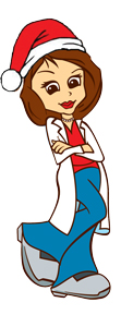 Mrs. Professor in a santa hat