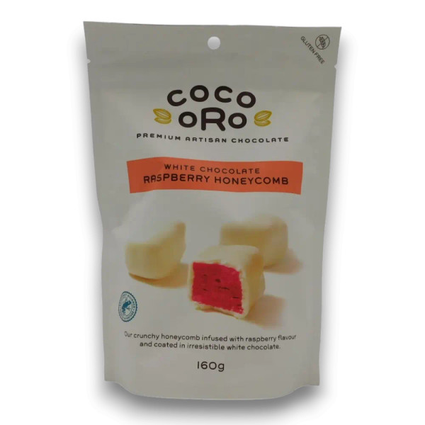 Now. Coco Raspberry Coco Oro White Chocolate Raspberry Honeycomb 160g