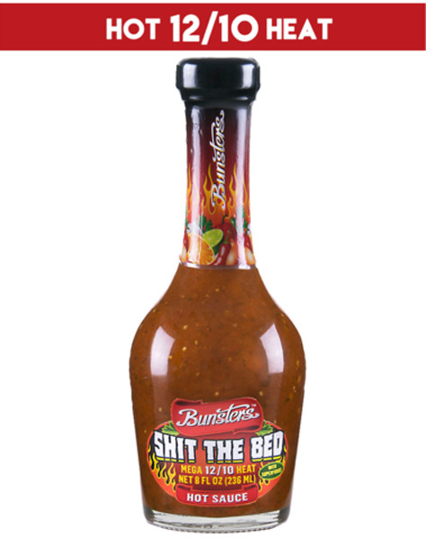 Bunsters Shit the Bed Hot Sauce - Mega Heat 12/10 (236ml bottle)