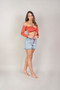 Crop Top Luciana, Mangas Largas Strapless Recogido Frontal