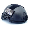 Angled right profile view of the tactical USNV FAST Ballistic Helmet Level IIIA highlighting the front NVG shroud and side accessory rails