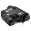 Angled rear profile of the black DesignateIR aiming device showing the mode selector dial and tethered battery cap