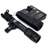 Standalone display of the black DesignateIR dual beam infrared laser paired alongside a SureFire M640V in Black with a DS00 Tail Cap installed
