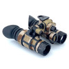 Angled rear view of 1431 MKII night vision binoculars protected by the Multicam 500D Cordura wrap by Reese Wraps