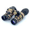 Angled front view of 1431 MKII night vision binoculars protected by the Multicam 500D Cordura wrap by Reese Wraps