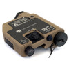 Angled top profile of the standalone FDE DesignateIR aiming laser showing the mode selector dial and integrated top fire button