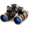 Angled front profile of the Alpha White Phosphor dual tube night vision goggles highlighting the objective lenses