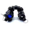 Front view of a bridged night vision and thermal system mounted together using the ICT9606 dual dovetail mount