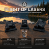 Promotional graphic displaying the Flight of Lasers 3.0 collection featuring the DIR-V, Sentinel, and Designator premium tactical aiming systems