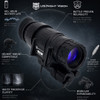 Technical specification graphic highlighting the premium features and rugged housing of the AN PVS-14A White Phosphor monocular