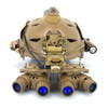 Angled front view of the Argus Panoramic Night Vision Goggle APNVG in Flat Dark Earth FDE with Gen III White Phosphor tubes