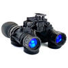 High angle front profile of the standalone ARNVG dual tube night vision goggle showing the rugged aluminum housing