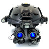 Angled front view of the complete Force Multiplier Kit featuring dual bridged AN PVS-14 White Phosphor night vision monoculars mounted on a tactical helmet