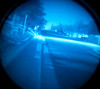 Through the tube street view demonstrating the nighttime performance of the Gen 2+ White Phosphor AN PVS-14 night vision device