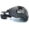 Left side profile of the turn key Level IIIA ballistic helmet setup equipped with a stowed AN PVS-14 night vision device