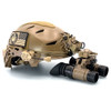 Flat Dark Earth MH-1 articulating dual tube night vision goggle mounted to a Team Wendy LTP Helmet for hands-free operation