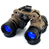 Angled front view of the MH-1 articulating dual tube night vision goggle in Flat Dark Earth FDE
