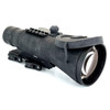 Angled rear view of the long range clip-on night vision device highlighting the collimated eyepiece for day scope alignment