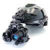 Angled front view of the HMT Lite Helmet Mounted Thermal Kit bridging an AN PVS-14A White Phosphor and Sidekick 640 Thermal