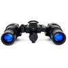 Alpha articulating dual tube night vision goggle showing the optical pods rotated outward for rapid stowage