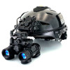 Direct front objective lens view of the Alpha articulating dual tube night vision goggle system