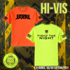 Promotional graphic displaying the US Night Vision branded Hi-Vis safety shirts in neon orange and yellow