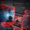 Close up view of the retro sci-fi Strange Things pattern Mag Wraps vinyl decal skin installed on an AR-15 magazine