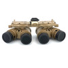 Direct front view of the Argus APNVG panoramic night vision goggle objective lenses with black out filters
