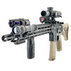 Sentinel One OG IR/IR VCSEL aiming laser system integrated onto an AR-15 rifle platform for nighttime target engagement