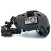 Left side profile of a bump helmet equipped with the AN/PVS-14A Gen III White Phosphor night vision monocular on a tactical mount