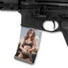 AR-15 lower receiver featuring a magazine wrapped with the Hot Shots 2015 August Jessica Rosie Zienna Mag Wraps decal skin