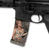 AR-15 lower receiver showing a tactical magazine customized with the Hot Shots 2015 May Kelly Mag Wraps decal skin
