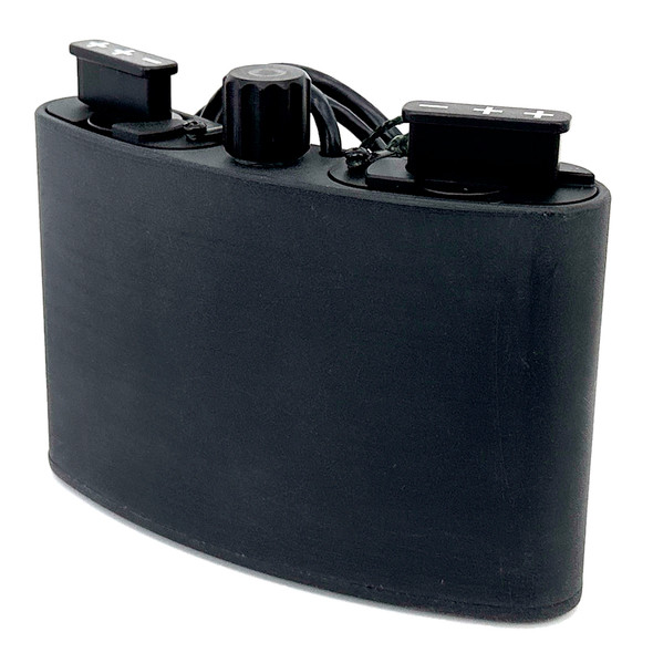 Angled front view of the AB Night Vision Battery Pack designed for helmet mounted external power and counterweight