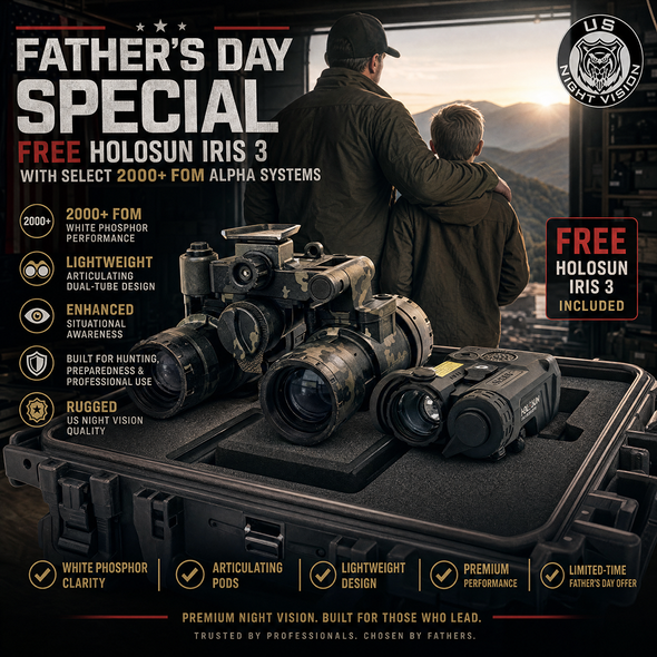 ALPHA™ Dual Tube Articulating Goggle / Gen III White Phosphor / Free Holosun IRIS-3 Laser / Father's Day Special
