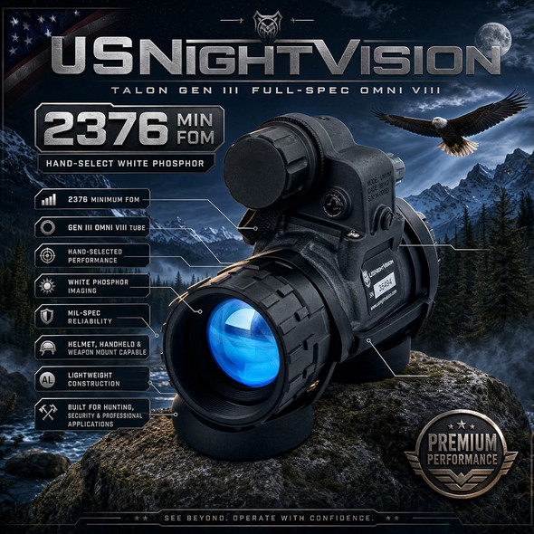 Talon GEN III Full-Spec OMNI VIII "2376 Min FOM" White Phosphor "Hand-Select" Night Vision Monocular