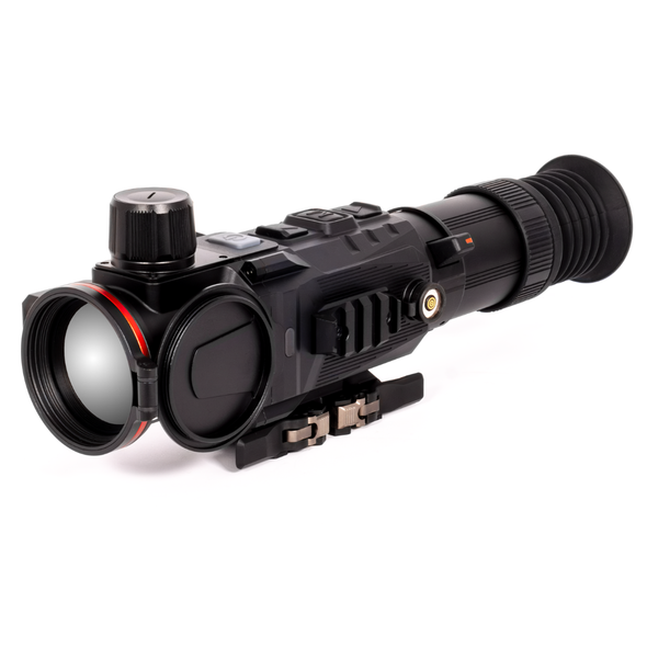 Angled front profile of the Nocpix RICO 3 Pro Flagship Thermal System featuring a 640x512 12-micron thermal sensor and Autofocus technology