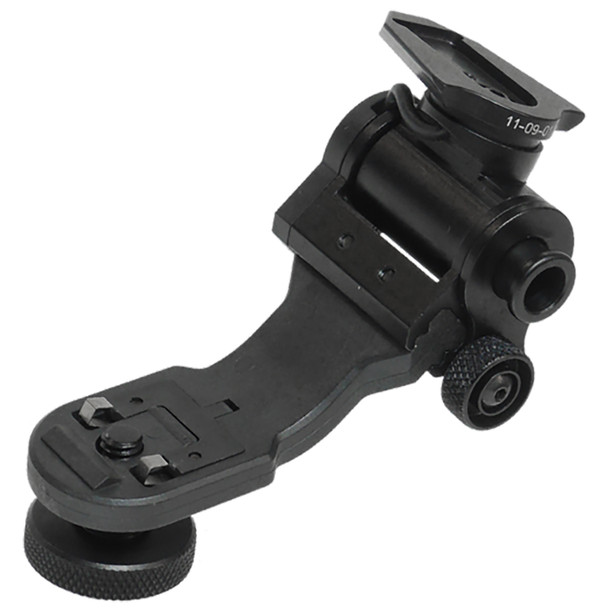 Angled rear profile of the FDE Flat Dark Earth Wilcox J-Arm highlighting the robust dovetail shoe interface