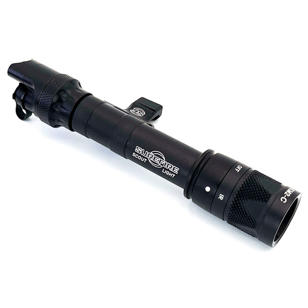 Angled front view of the black SureFire M640V Pro Scout Light White and Infrared Kit with DS00 dual tail cap