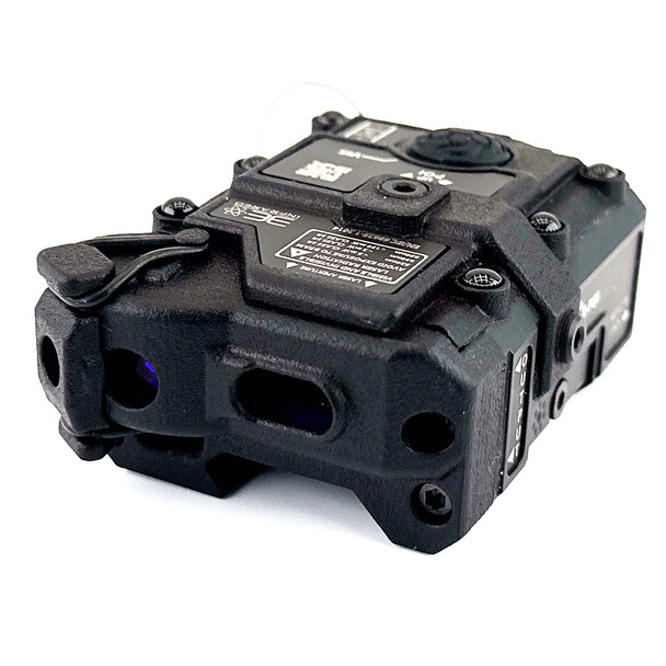 Angled front view of the black Sentinel One OG aiming laser featuring IR and IR VCSEL illuminator with green visible override