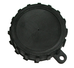 Front view of the black USNV-14 and Insight MUM Objective Lens Cap highlighting the ribbed grip edge daylight training pinhole and tether loop