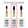 Alpen FG 368C 020 Pointed Football Diamond Bur 5/Pk