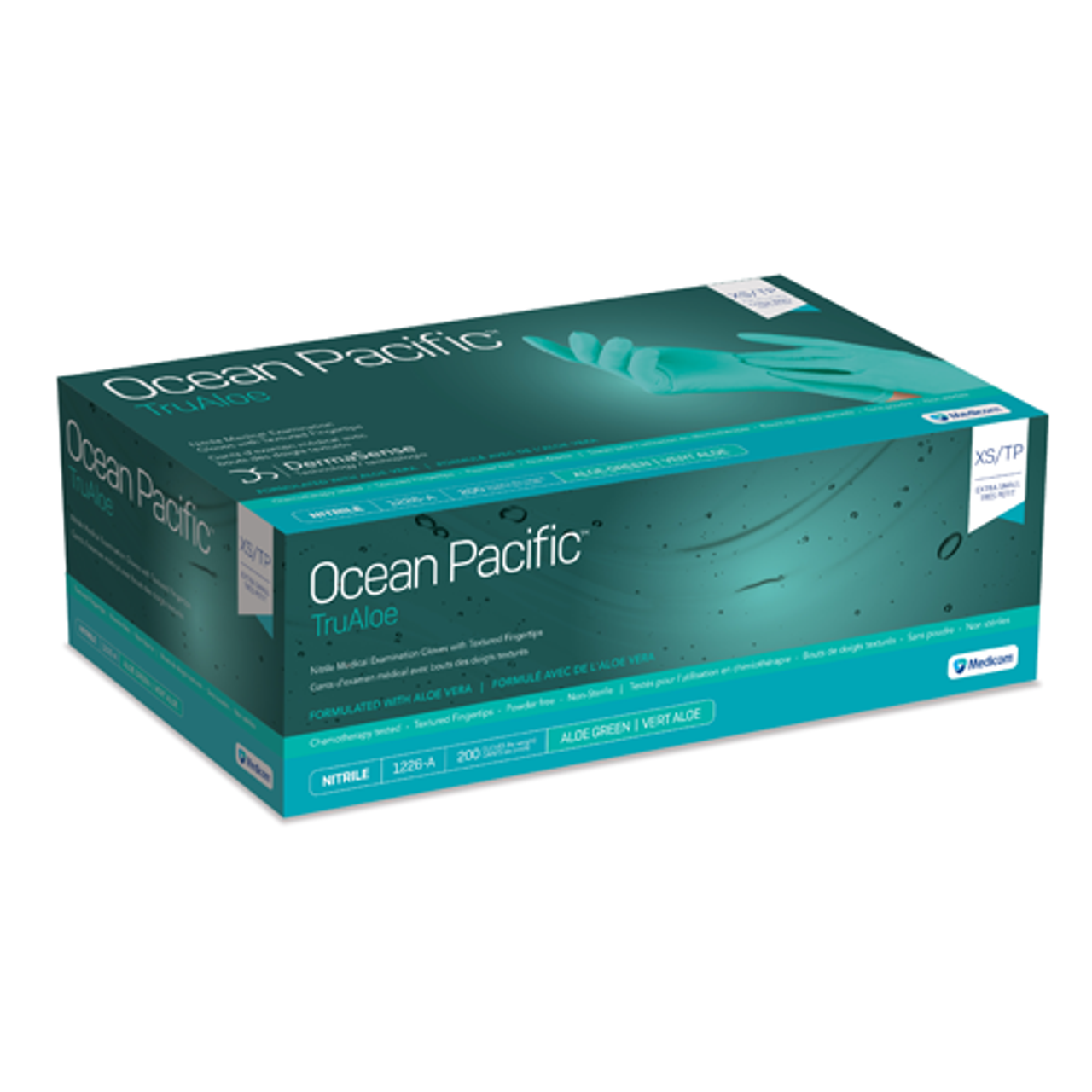 Ocean Pacific TruAloe Green Gloves Nitrile PF 200/box - Dental Brands