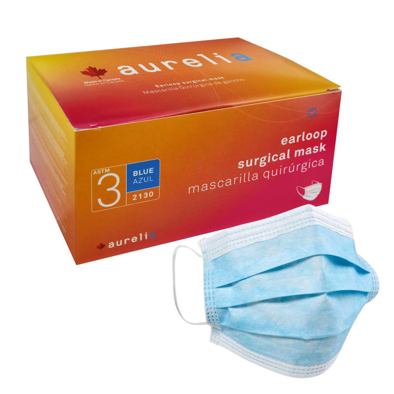 Aurelia Surgical Masks, BLUE, ASTM Level 3 Made in Canada - Dental Brands